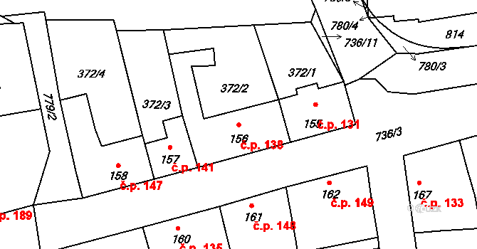 Sedlec 138, Sedlec-Prčice na parcele st. 156 v KÚ Sedlec u Votic, Katastrální mapa