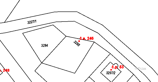 Harrachov 246, Rýmařov na parcele st. 3295 v KÚ Rýmařov, Katastrální mapa