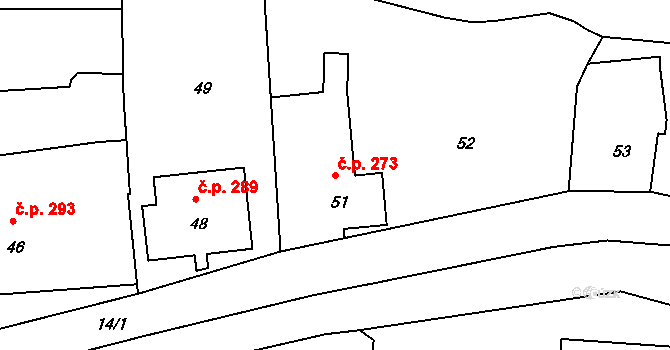 Dolní Chřibská 273, Chřibská na parcele st. 51 v KÚ Dolní Chřibská, Katastrální mapa