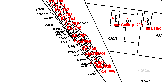 Pudlov 800, Bohumín na parcele st. 919/22 v KÚ Pudlov, Katastrální mapa