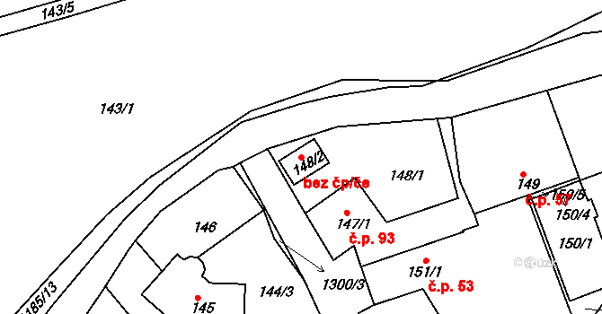 Tuchlovice 38587742 na parcele st. 148/2 v KÚ Tuchlovice, Katastrální mapa