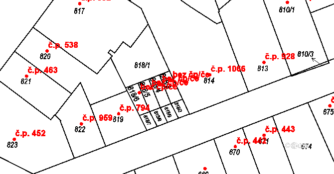 Teplice 39154742 na parcele st. 818/3 v KÚ Teplice, Katastrální mapa