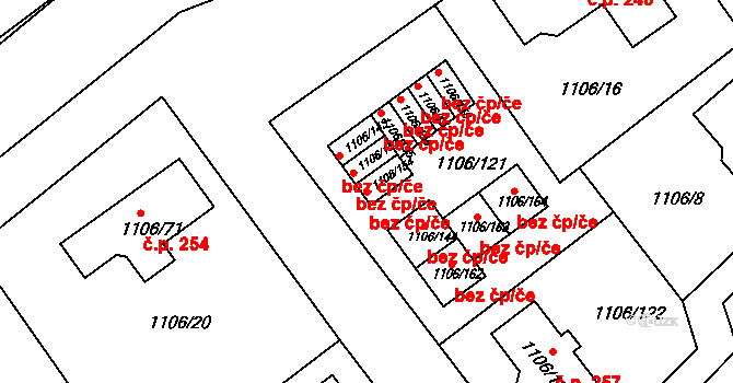 Blansko 41653742 na parcele st. 1106/154 v KÚ Těchov, Katastrální mapa