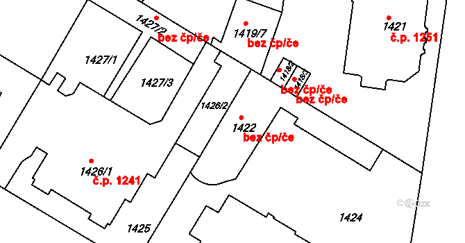 Teplice 42544742 na parcele st. 1422 v KÚ Teplice, Katastrální mapa