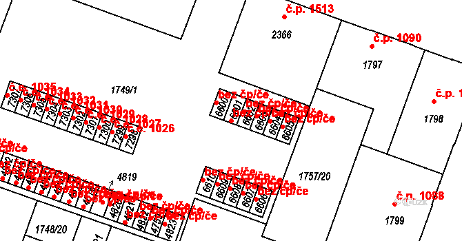 Písek 46201742 na parcele st. 6601 v KÚ Písek, Katastrální mapa