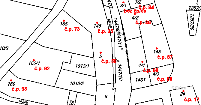 Medlovice 58 na parcele st. 5 v KÚ Medlovice u Uherského Hradiště, Katastrální mapa