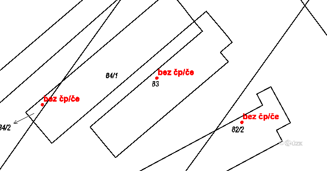 Ústrašice 47451742 na parcele st. 83 v KÚ Ústrašice, Katastrální mapa