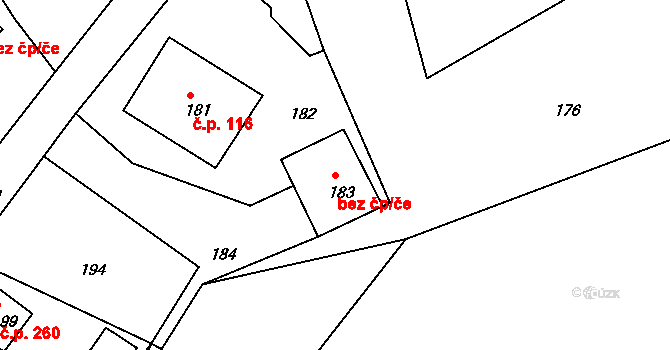 Žandov 48938742 na parcele st. 183 v KÚ Žandov u České Lípy, Katastrální mapa