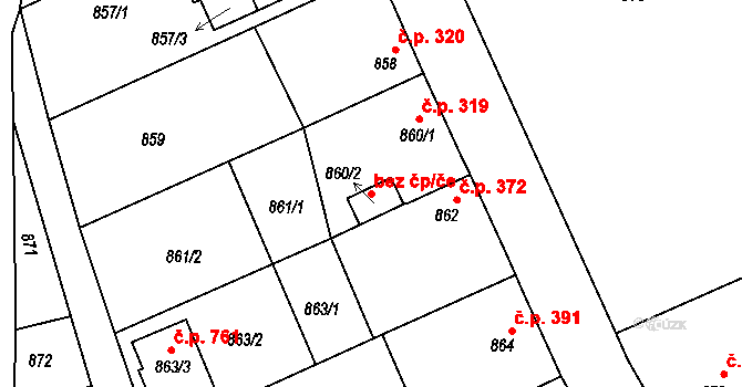 Jedovnice 49071742 na parcele st. 860/2 v KÚ Jedovnice, Katastrální mapa