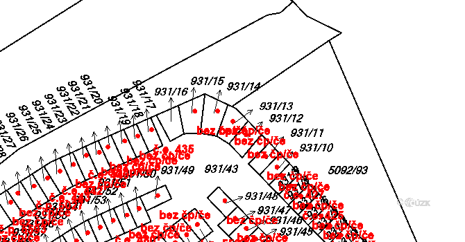 Louny 50117742 na parcele st. 931/13 v KÚ Louny, Katastrální mapa