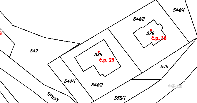 Janov 29, Litvínov na parcele st. 389 v KÚ Janov u Litvínova, Katastrální mapa