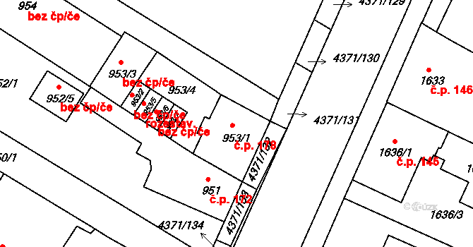 Veselí nad Lužnicí II 178, Veselí nad Lužnicí na parcele st. 953/1 v KÚ Veselí nad Lužnicí, Katastrální mapa