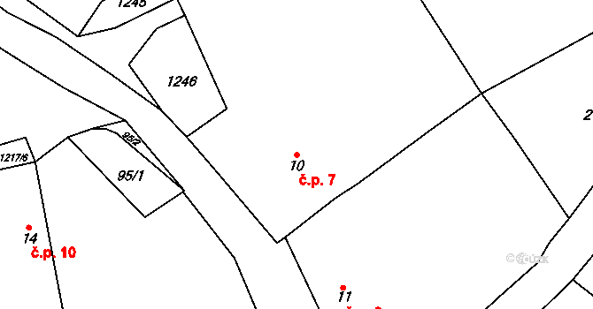 Kozlovice 7 na parcele st. 10 v KÚ Kozlovice u Nepomuka, Katastrální mapa