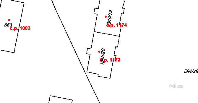 Kopřivnice 1173 na parcele st. 1340/20 v KÚ Kopřivnice, Katastrální mapa