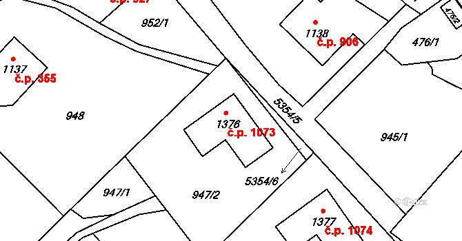 Mikulášovice 1073 na parcele st. 1376 v KÚ Mikulášovice, Katastrální mapa