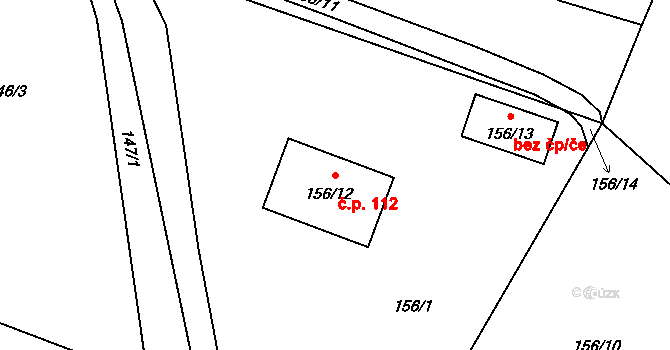Místo 112 na parcele st. 156/12 v KÚ Místo, Katastrální mapa