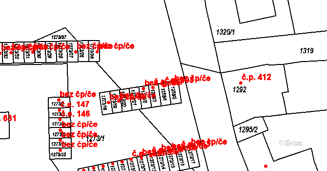 Plumlov 193 na parcele st. 1258/4 v KÚ Plumlov, Katastrální mapa