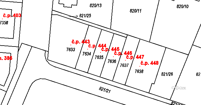 Václavské Předměstí 445, Písek na parcele st. 7635 v KÚ Písek, Katastrální mapa