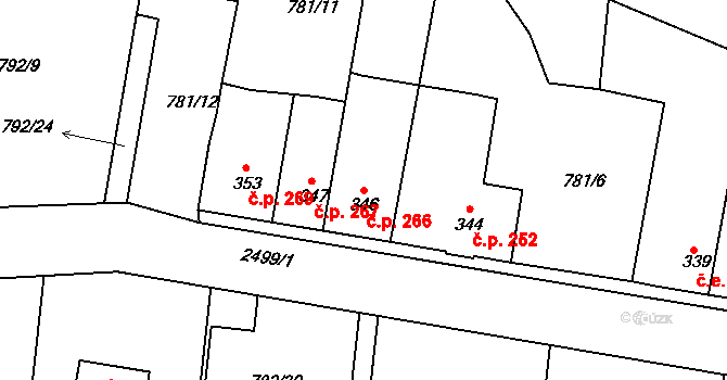 Pernink 266 na parcele st. 346 v KÚ Pernink, Katastrální mapa