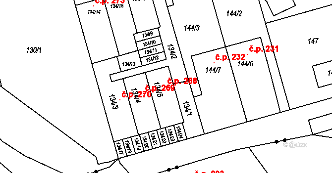 Liberec IX-Janův Důl 268, Liberec na parcele st. 134/5 v KÚ Janův Důl u Liberce, Katastrální mapa