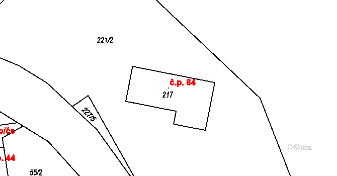 Kletečná 84, Humpolec na parcele st. 217 v KÚ Kletečná u Humpolce, Katastrální mapa