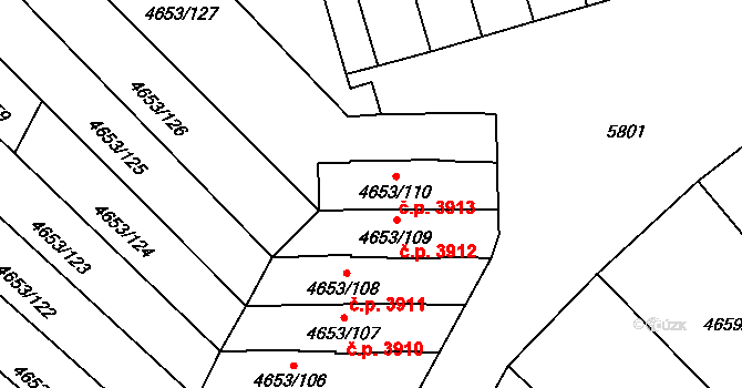 Jihlava 3913 na parcele st. 4653/110 v KÚ Jihlava, Katastrální mapa