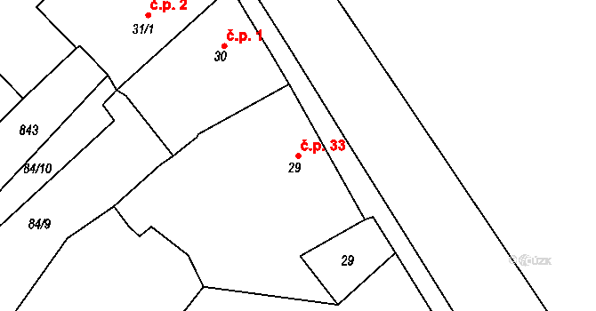 Horní Lomany 33, Františkovy Lázně na parcele st. 29 v KÚ Horní Lomany, Katastrální mapa