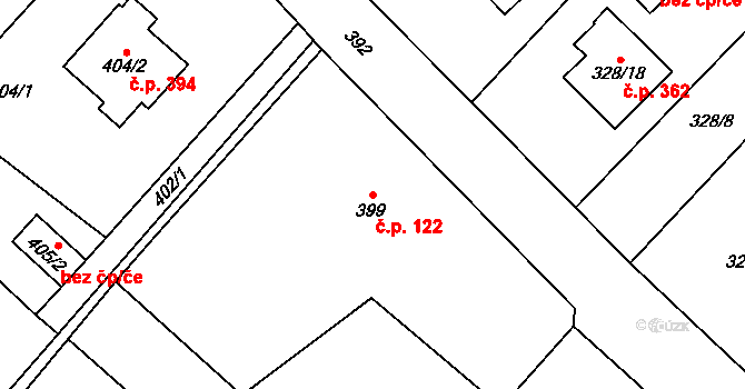 Krmelín 122 na parcele st. 399 v KÚ Krmelín, Katastrální mapa
