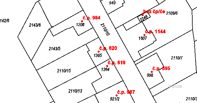Lomnice nad Popelkou 620 na parcele st. 1365 v KÚ Lomnice nad Popelkou, Katastrální mapa