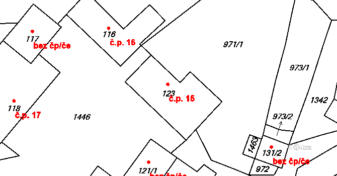 Podhorní Újezd 15, Podhorní Újezd a Vojice na parcele st. 123 v KÚ Podhorní Újezd, Katastrální mapa