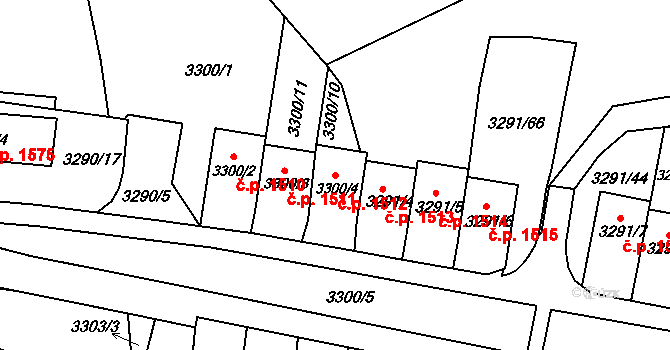 Střekov 1512, Ústí nad Labem na parcele st. 3300/4 v KÚ Střekov, Katastrální mapa