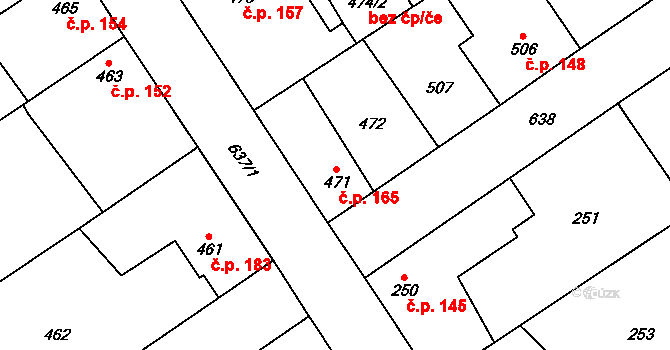 Třebestovice 165 na parcele st. 471 v KÚ Třebestovice, Katastrální mapa
