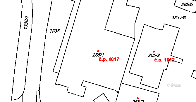 Chodov 1017 na parcele st. 265/1 v KÚ Dolní Chodov, Katastrální mapa