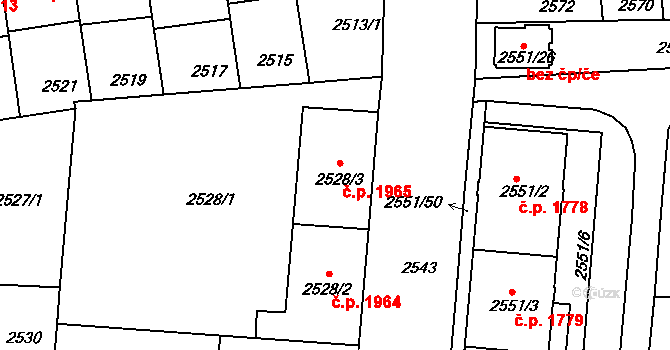 Strašnice 1965, Praha na parcele st. 2528/3 v KÚ Strašnice, Katastrální mapa