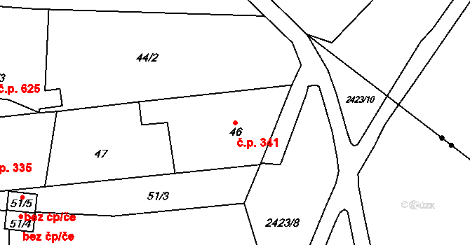 Lázně Darkov 341, Karviná na parcele st. 46 v KÚ Darkov, Katastrální mapa