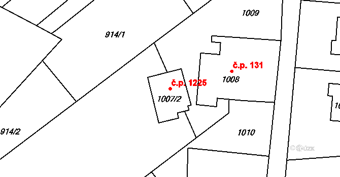 Ráj 1225, Karviná na parcele st. 1007/2 v KÚ Ráj, Katastrální mapa