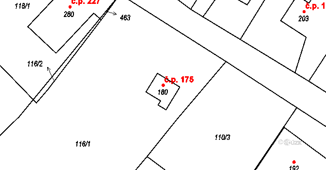 Vranov 175 na parcele st. 180 v KÚ Vranov u Brna, Katastrální mapa