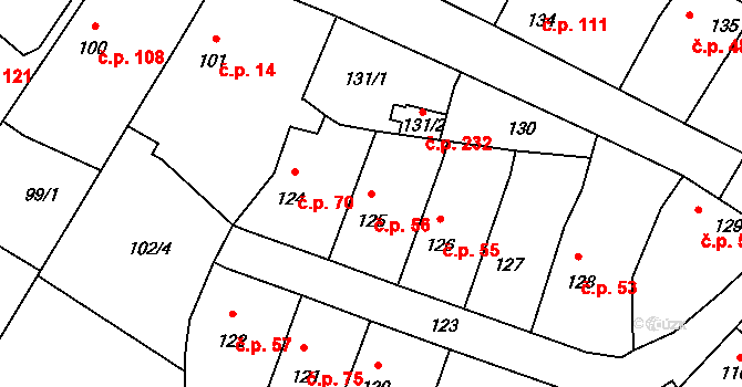 Velké Chvalovice 56, Pečky na parcele st. 125 v KÚ Velké Chvalovice, Katastrální mapa