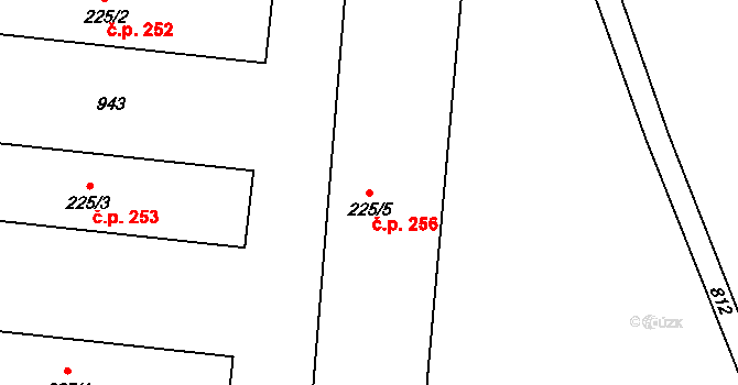 Dolní Chrastava 256, Chrastava na parcele st. 225/5 v KÚ Dolní Chrastava, Katastrální mapa