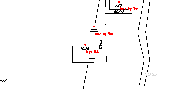 Rokytnice 64, Vsetín na parcele st. 1024 v KÚ Rokytnice u Vsetína, Katastrální mapa