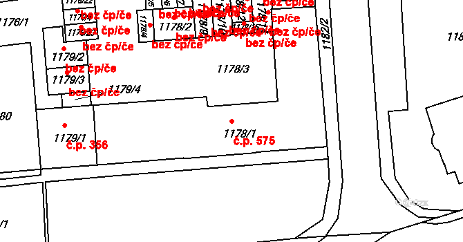 Podmoklice 575, Semily na parcele st. 1178/1 v KÚ Semily, Katastrální mapa