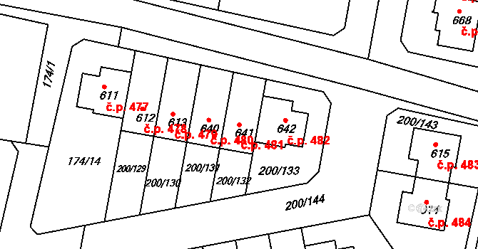 Nehvizdy 481 na parcele st. 641 v KÚ Nehvizdy, Katastrální mapa