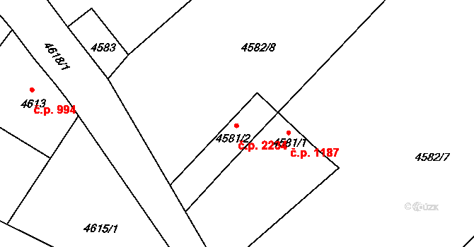 Předměstí 2234, Litoměřice na parcele st. 4581/2 v KÚ Litoměřice, Katastrální mapa