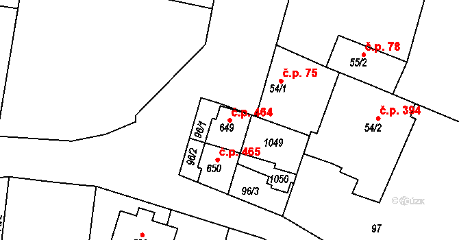 Předměřice nad Labem 464 na parcele st. 649 v KÚ Předměřice nad Labem, Katastrální mapa