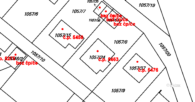 Třebovice 5463, Ostrava na parcele st. 1057/24 v KÚ Třebovice ve Slezsku, Katastrální mapa