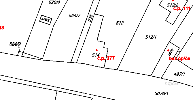 Svinov 377, Ostrava na parcele st. 514 v KÚ Svinov, Katastrální mapa