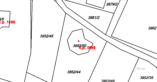 Velké Meziříčí 1899 na parcele st. 3852/50 v KÚ Velké Meziříčí, Katastrální mapa