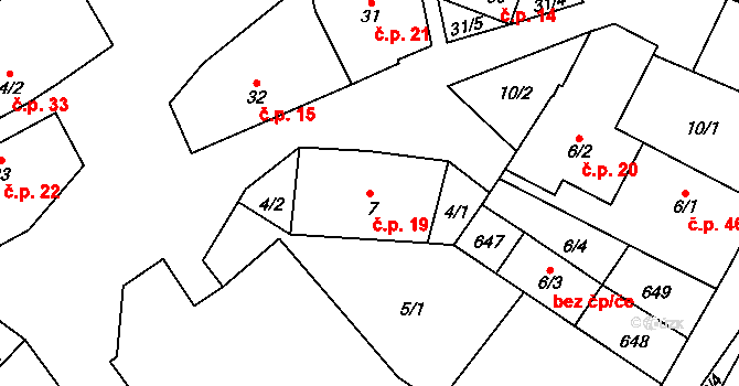 Kochánov 19, Stránecká Zhoř na parcele st. 7 v KÚ Kochánov u Stránecké Zhoře, Katastrální mapa