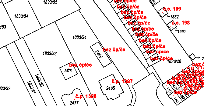 Uničov 40886743 na parcele st. 2466 v KÚ Uničov, Katastrální mapa