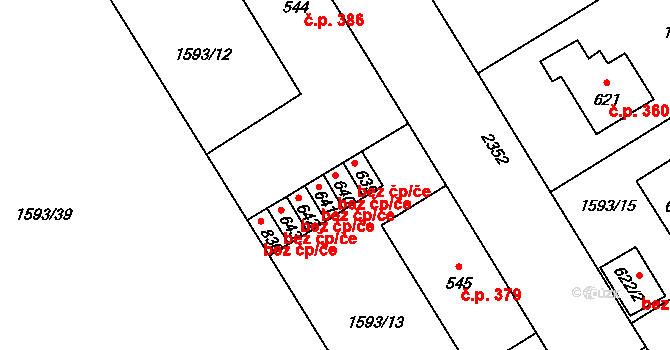 Dašice 42101743 na parcele st. 640 v KÚ Dašice, Katastrální mapa